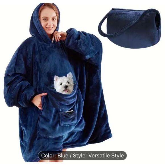 wearable blanket hoodie oversized sherpa hooded blanket sweatshirt, assorted - Picture 1 of 9